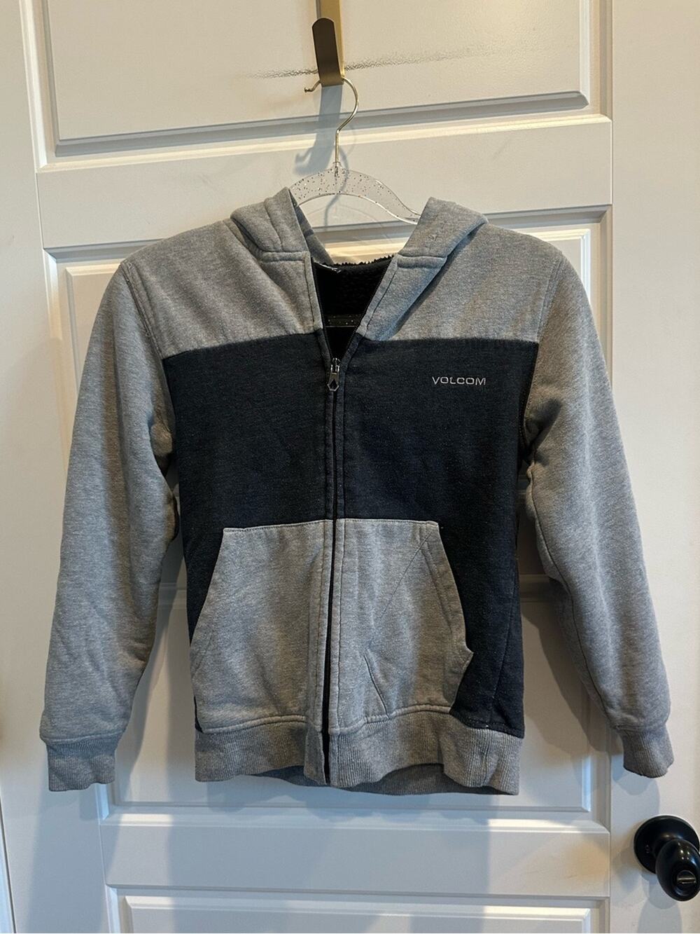 Volcom Youth Small Brogan Sherpa Lined Zip Hoodie Jacket Kids Skate Sweatshirt